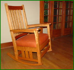 Cherry High Back Custom Rocker, available in Oak.